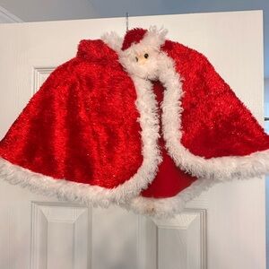 Red and White Kids Santa Cape with Hood.
